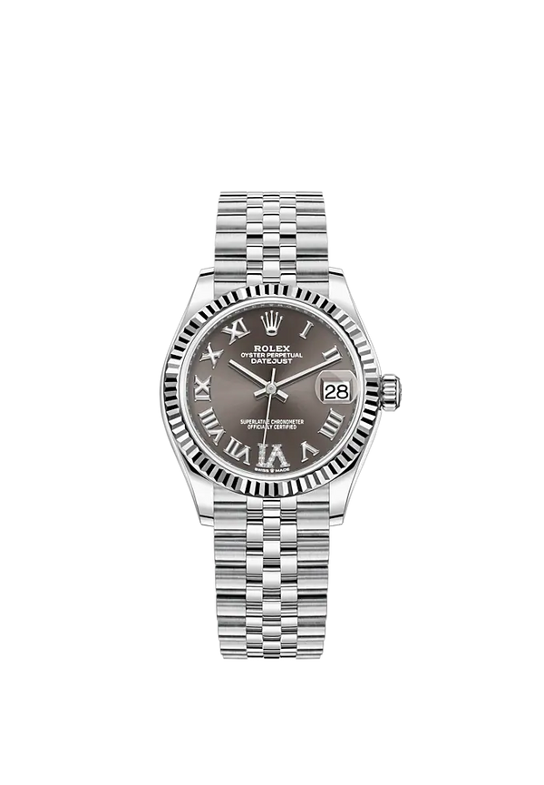 Datejust 31 31mm Jubilee Bracelet Oystersteel and White Gold with Dark Grey Diamond Dial Fluted Bezel