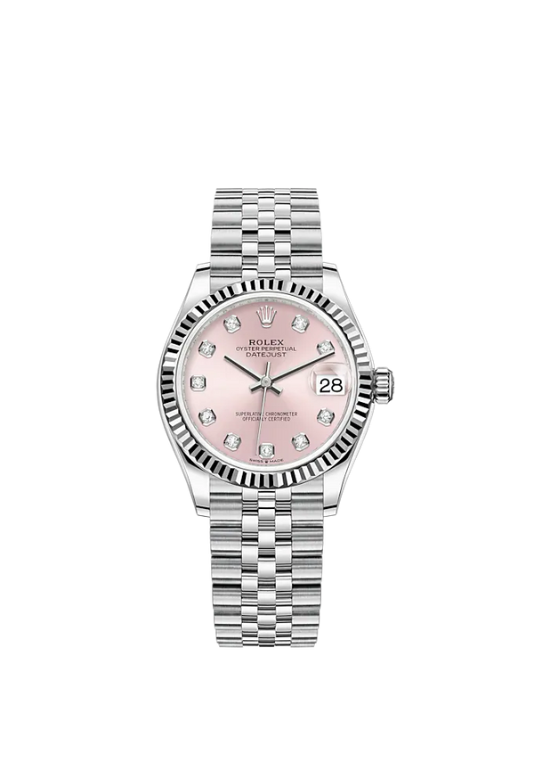 Datejust 31 31mm Jubilee Bracelet Oystersteel and White Gold with Pink Diamond-Set Dial Fluted Bezel