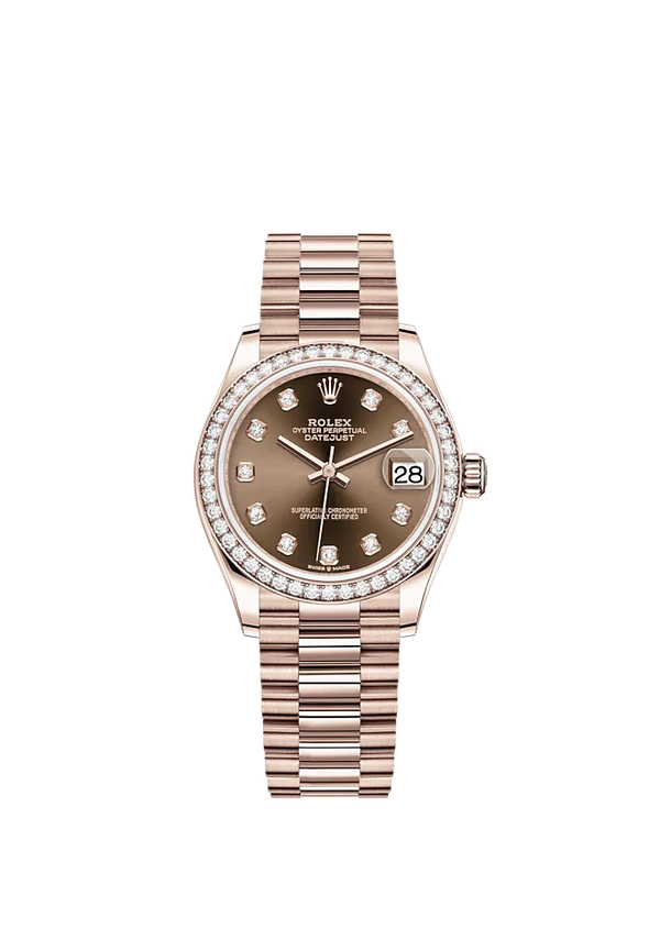 Datejust 31 31mm President Bracelet and 18 CT Everose Gold with Chocolate Diamond-Set Dial Diamond-Set Bezel