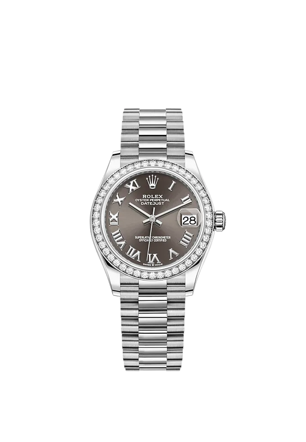 Datejust 31 31mm Jubilee Bracelet Oystersteel and White Gold with Dark Grey Roman Dial Diamond-Set Bezel