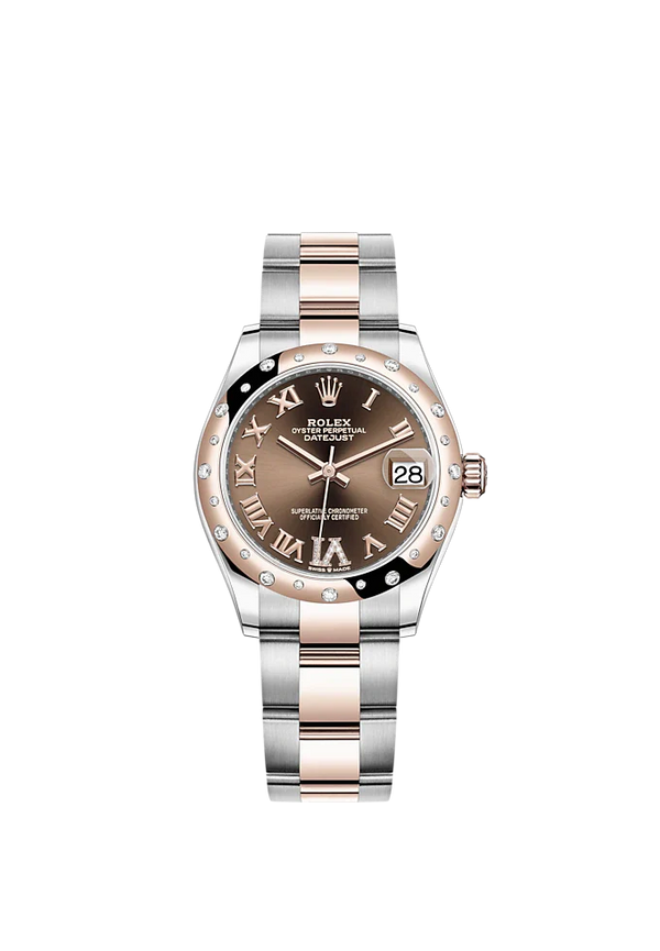 Datejust 31 31mm Oyster Bracelet Oystersteel and Everose Gold with Chocolate Diamond-Set Dial Diamond-Set Bezel