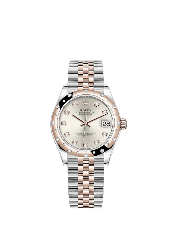 Datejust 31 31mm Jubilee Bracelet Oystersteel and Everose Gold with Silver Diamond-Set Dial Diamond Set Bezel