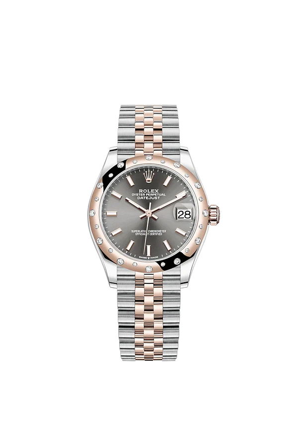 Datejust 31 31mm Jubilee Bracelet Oystersteel and Everose Gold with Slate Dial Diamond-Set Bezel