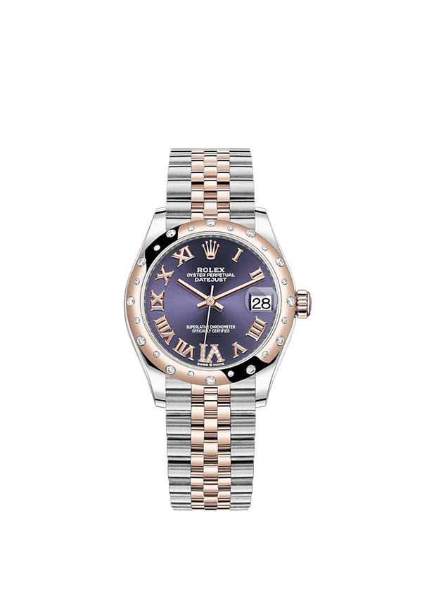 Datejust 31 31mm Jubilee Bracelet Oystersteel and Everose Gold with Aubergine Diamond-Set Dial Diamond-Set Bezel