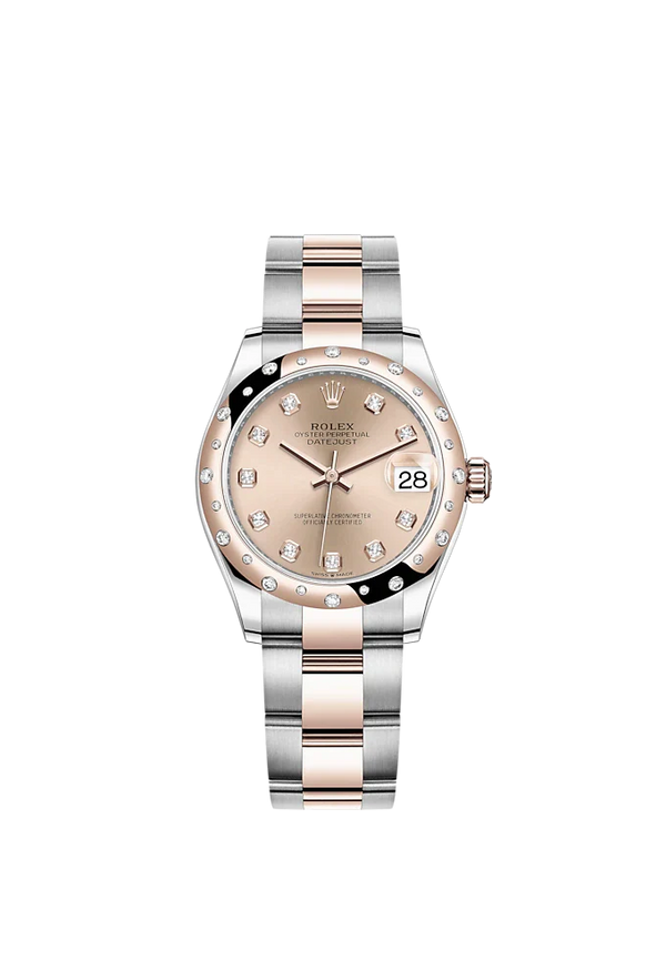 Datejust 31 31mm Oyster Bracelet Oystersteel and Everose Gold with Rosé-Colour Diamond-Set Dial Diamond-Set Bezel