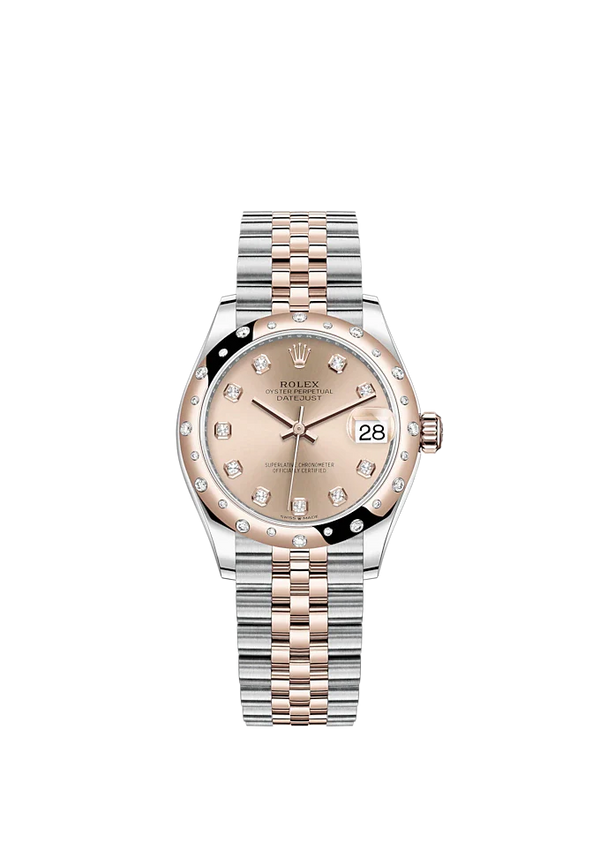 Datejust 31 31mm Jubilee Bracelet Oystersteel and Everose Gold with Rosé-Colour Diamond-Set Dial Diamond-Set Bezel