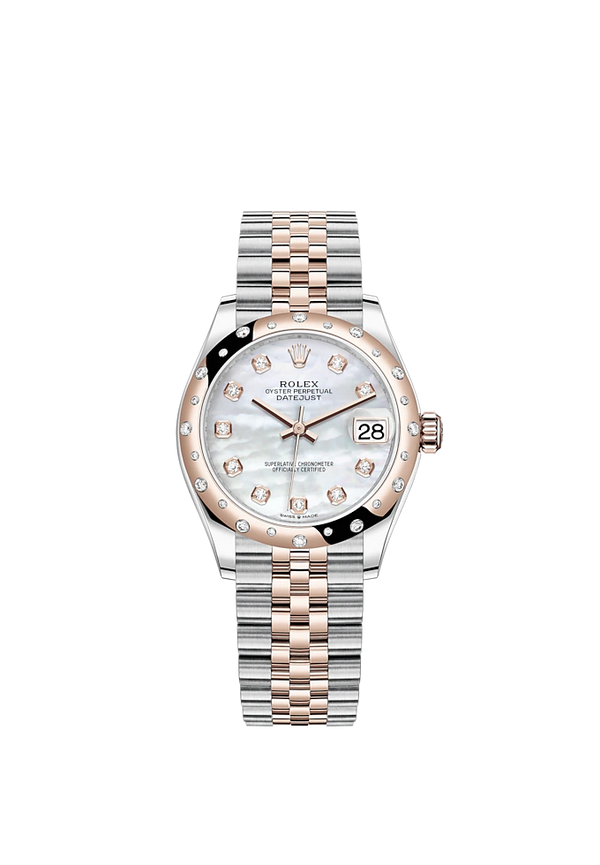 Datejust 31 31mm Jubilee Bracelet Oystersteel and Everose Gold with White Mother-Of-Pearl Diamond-Set Dial Diamond-Set Bezel
