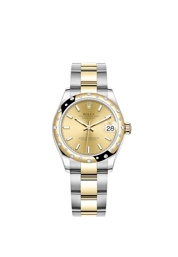 Datejust 31 31mm Oyster Bracelet Oystersteel and Yellow Gold with Champagne-Colour Dial Diamond-Set Bezel