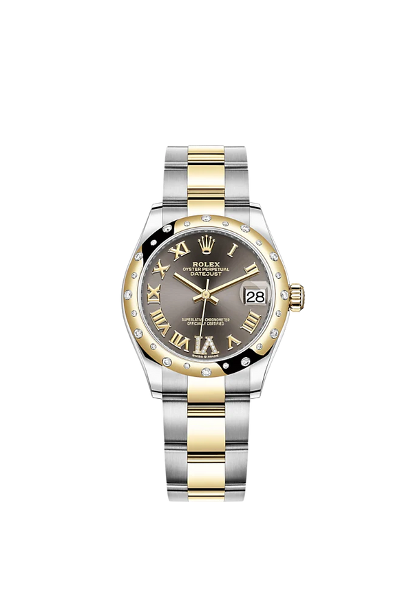 Datejust 31 31mm Oyster Bracelet Oystersteel and Yellow Gold with Dark Grey Diamond Dial Diamond-Set Bezel