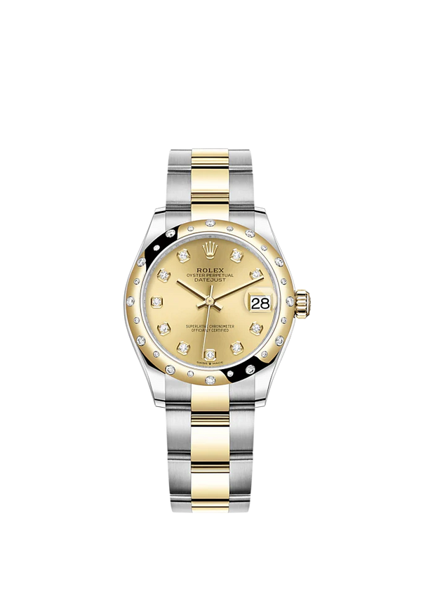Datejust 31 31mm Oyster Bracelet Oystersteel and Yellow Gold with Champagne-Colour Diamond Set Dial Diamond-Set Bezel