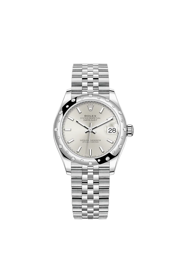 Datejust 31 31mm Jubilee Bracelet Oystersteel and White Gold with Silver Dial Diamond-Set Bezel