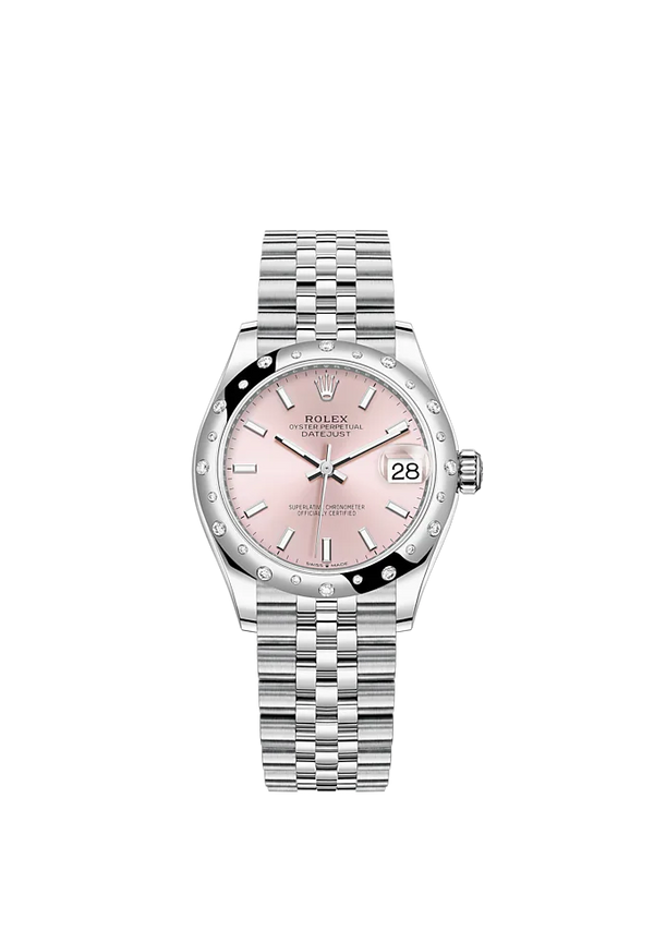 Datejust 31 31mm Jubilee Bracelet Oystersteel and White Gold with Pink Dial Diamond-Set Bezel