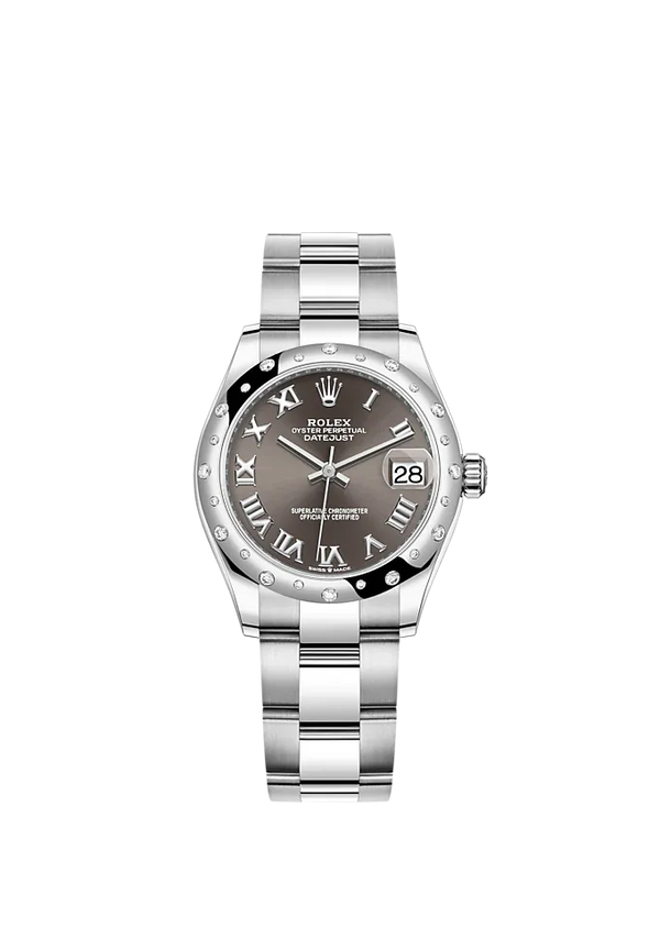 Datejust 31 31mm Oyster Bracelet Oystersteel With Dark Gray Dial Oystersteel Bezel