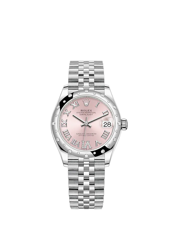 Datejust 31 31mm Jubilee Bracelet Oystersteel and White Gold with Pink Roman Dial Diamond-Set Bezel