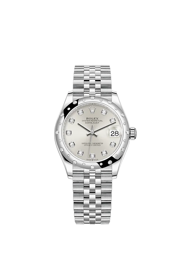 Datejust 31 31mm Jubilee Bracelet Oystersteel and White Gold with Silver Diamond-Set Dial Diamond-Set Bezel