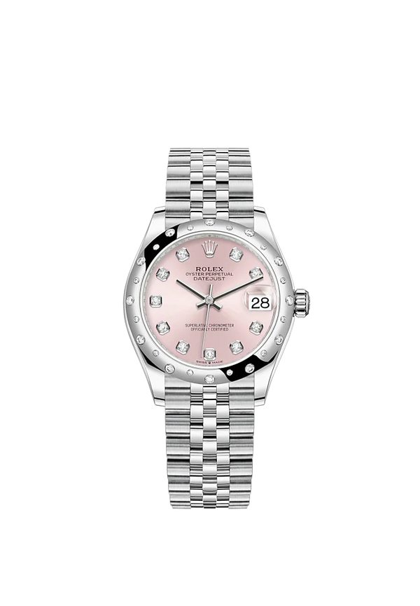Datejust 31 31mm Jubilee Bracelet Oystersteel and White Gold with Pink Diamond-Set Dial Diamond-Set Bezel