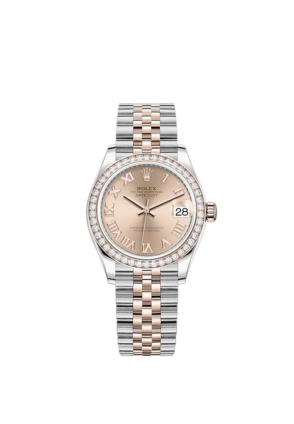 Datejust 31 31mm Jubilee Bracelet Oystersteel and Everose Gold with Rosé-Colour Roman Dial Diamond-Set Bezel