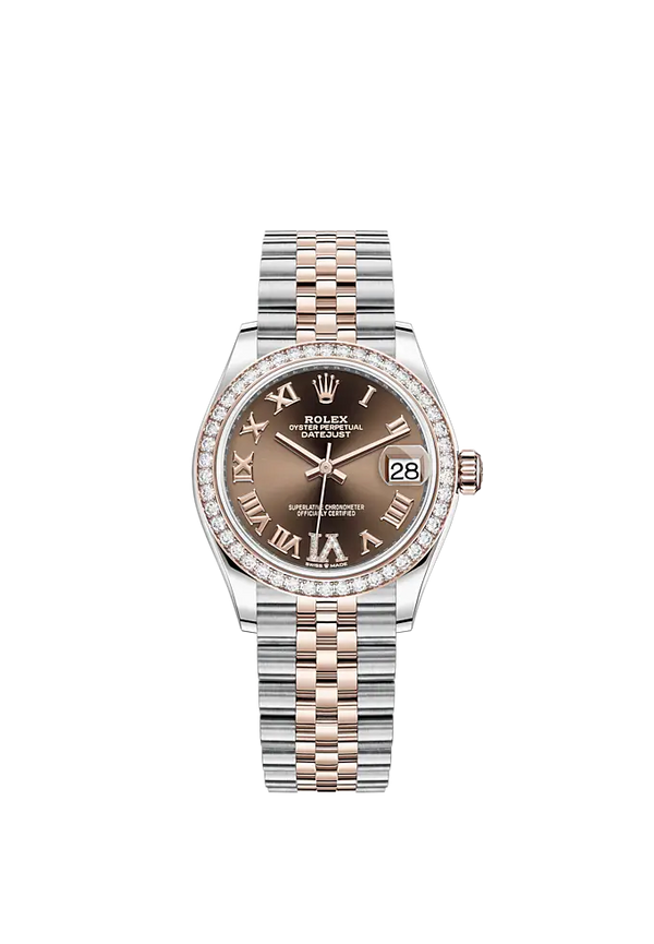 Datejust 31 31mm Jubilee Bracelet Oystersteel and Everose Gold with Chocolate Diamond Roman Dial Diamond-Set Bezel