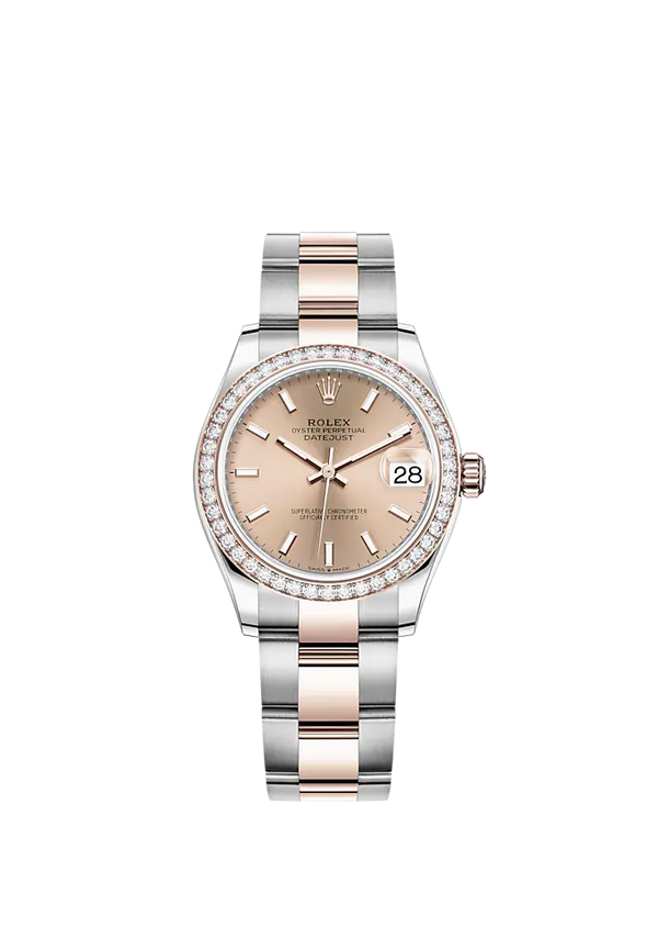 Datejust 31 31mm Oyster Bracelet Oystersteel and Everose Gold with Rosé-Colour Dial Diamond-Set Bezel