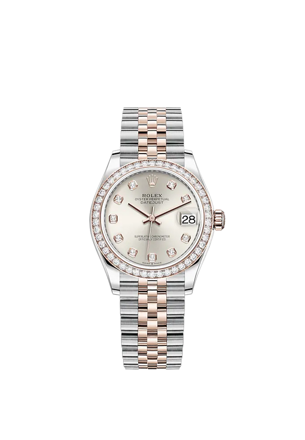 Datejust 31 31mm Jubilee Bracelet Oystersteel and Everose Gold with Silver Diamond-Set Dial Diamond-Set Bezel