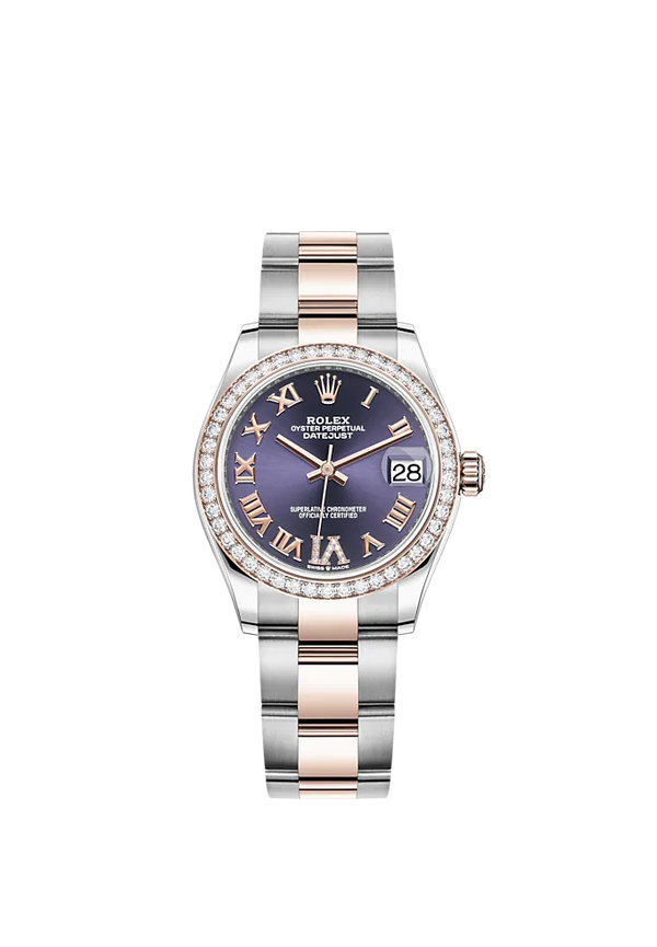 Datejust 31 31mm Oyster Bracelet Oystersteel and Everose Gold with Aubergine Diamond Dial Diamond-Set Bezel