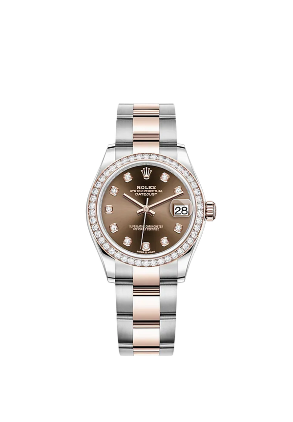 Datejust 31 31mm Oyster Bracelet Oystersteel and Everose Gold with Chocolate Diamond-Set Dial Diamond-Set Bezel