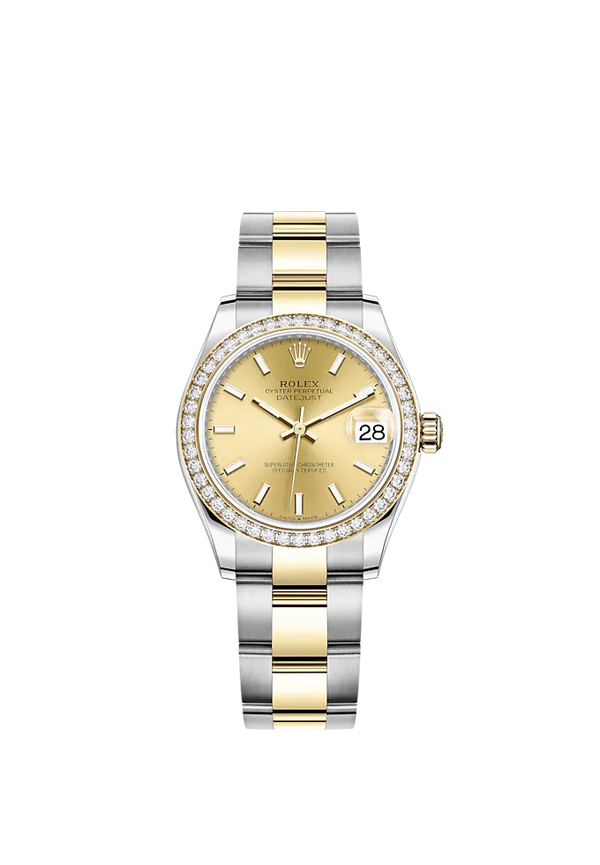 Datejust 31 31mm Oyster Bracelet Oystersteel and Yellow Gold with Champagne-Colour Dial Diamond-Set Bezel