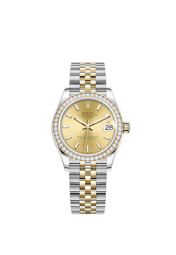 Datejust 31 31mm Jubilee Bracelet Oystersteel and Yellow Gold with Champagne-Colour Dial Diamond-Set Bezel
