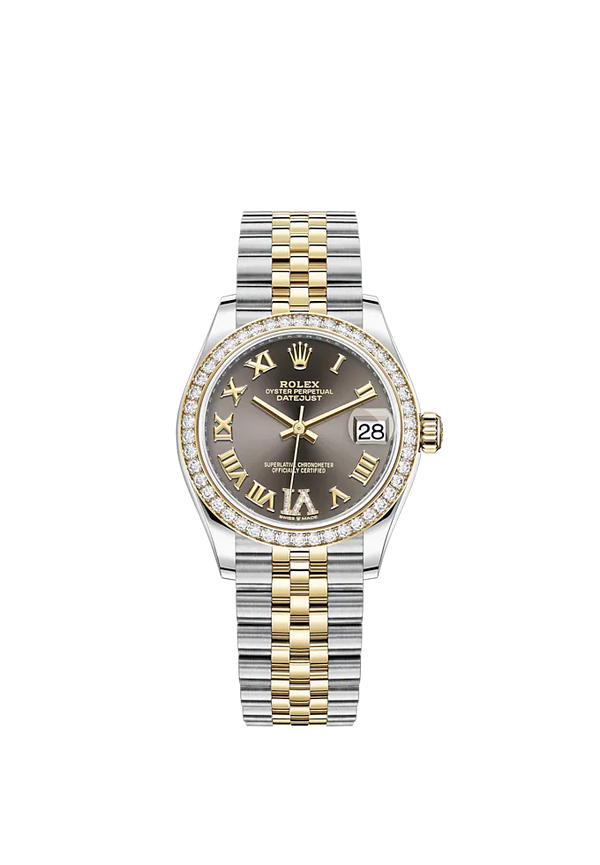 Datejust 31 31mm Jubilee Bracelet Oystersteel and Yellow Gold with Dark Grey Diamond Dial Diamond-Set Bezel