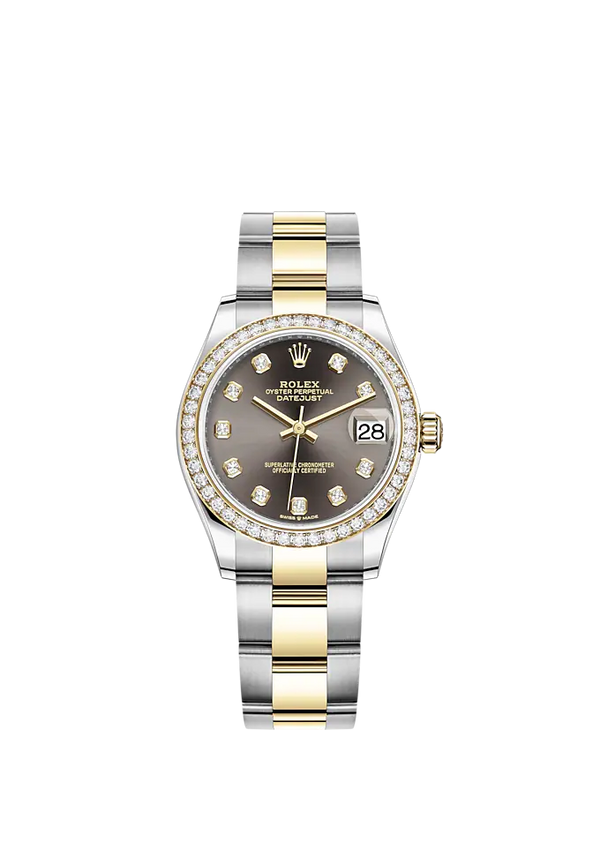Datejust 31 31mm Oyster Bracelet Oystersteel and Yellow Gold with Dark Gray Diamond-Set Dial Diamond-Set Bezel