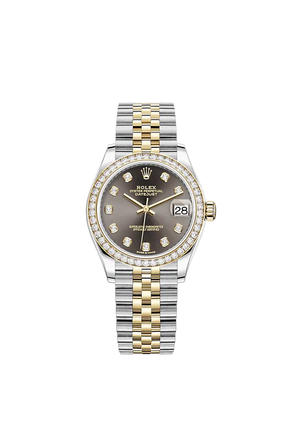Datejust 31 31mm Jubilee Bracelet Oystersteel and Yellow Gold with Dark Grey Diamond-Set Dial Diamond-Set Bezel