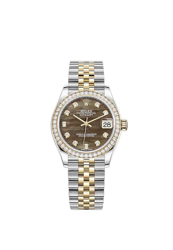Datejust 31 31mm Jubilee Bracelet Oystersteel and Yellow Gold with Black Mother-Of-Pearl Diamond-Set Dial Diamond-Set Bezel