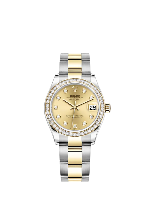 Datejust 31 31mm Oyster Bracelet Oystersteel and Yellow Gold with Champagne-Colour Diamond-Set Dial Diamond-Set Bezel