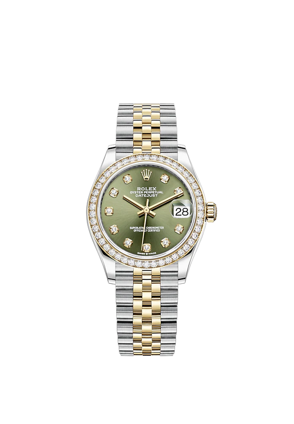 Datejust 31 31mm Jubilee Bracelet Oystersteel and Yellow Gold with Olive-Green Diamond-Set Dial Diamond-Set Bezel