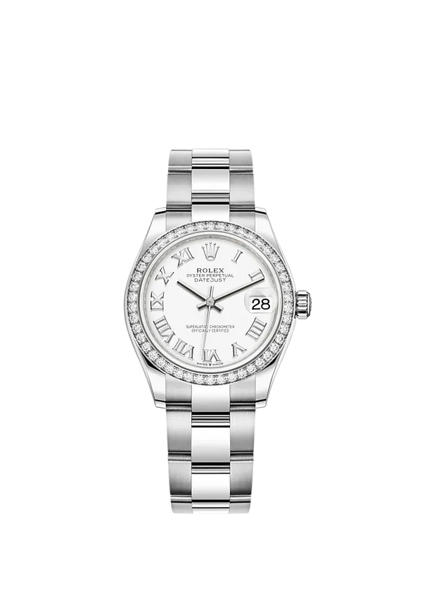 Datejust 31 31mm Oyster Bracelet Oystersteel and White Gold with White Dial Diamond-Set Bezel