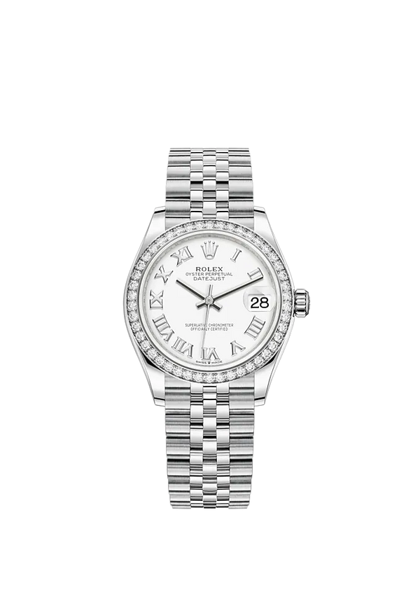 Datejust 31 31mm Jubilee Bracelet Oystersteel and White Gold with White Dial Diamond-Set Bezel