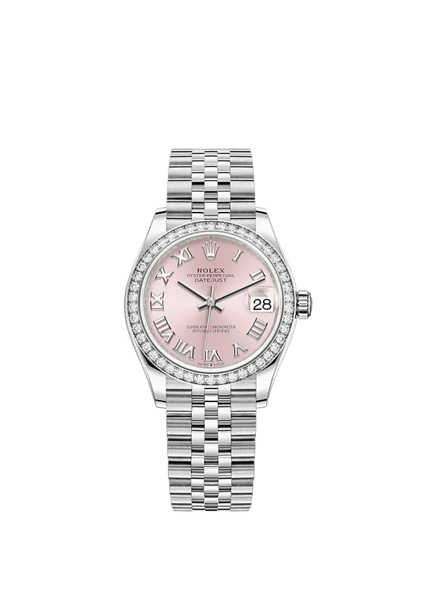 Datejust 31 31mm Jubilee Bracelet Oystersteel and White Gold with Pink Roman Dial Diamond-Set Bezel