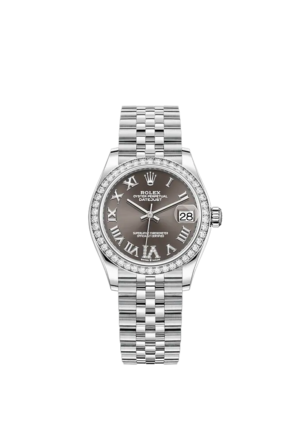 Datejust 31 31mm Jubilee Bracelet Oystersteel and White Gold with Dark Grey Diamond Dial Diamond-Set Bezel