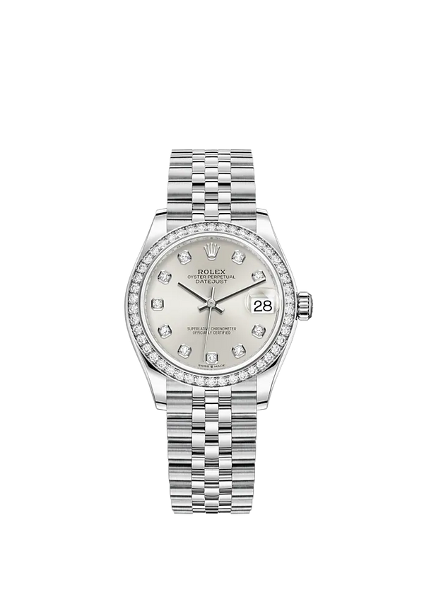 Datejust 31 31mm Jubilee Bracelet Oystersteel and White Gold with Silver Diamond-Set Dial Diamond-Set Bezel