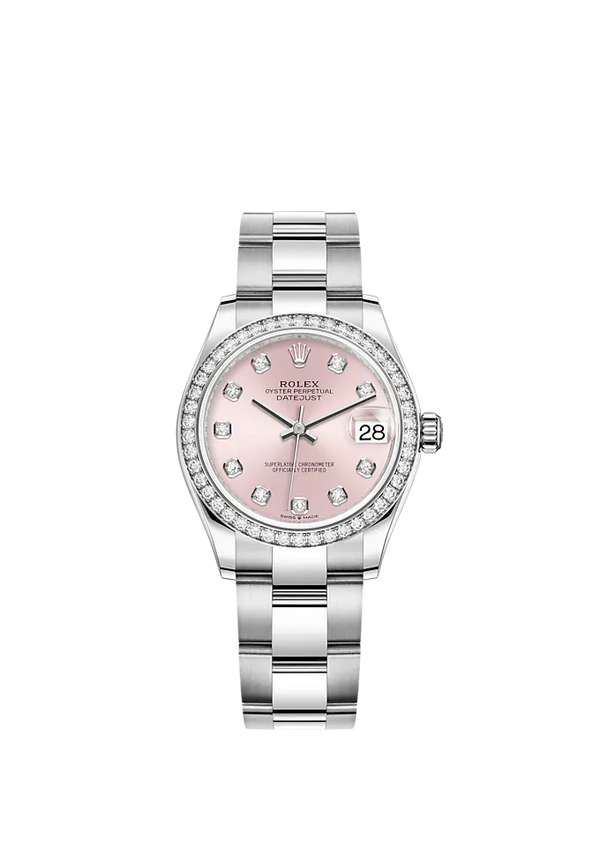 Datejust 31 31mm Oyster Bracelet Oystersteel and White Gold with Pink Diamond-Set Dial Diamond-Set Bezel