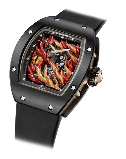 RM 26-02 Tourbillon Evil Eyeblack Leather Strap 3N Red Gold the Flames and Eye Dial  Black TZP Ceramic Case