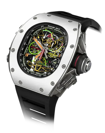 RM 50-02 Tourbillon Split-Seconds Chronograph ACJ Rubber Strap Titanium-Aluminum Alloy Case Ceramic Bezel
