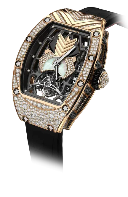 RM 71-01 Automatic Tourbillon Talisman Black Rubber Strap Red Gold Diamond Set Case