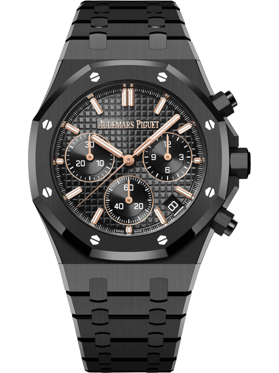Royal Oak Selfwinding Chronograph 50th Anniversary 41MM Black Ceramic Bracelet Black Dial With Grande Tapisserie Pattern Black Ceramic Case