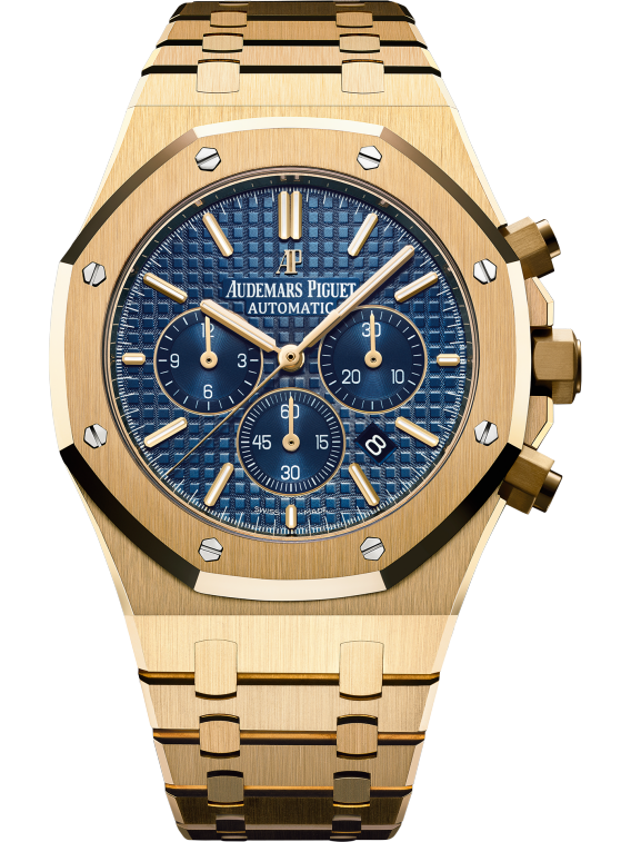 Royal Oak Chronograph 41MM 18-Carat Yellow Gold Bracelet Blue Dial With Grande Tapisserie Pattern 18-Carat Yellow Gold Case