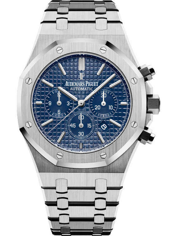 Royal Oak Chronograph 41MM Stainless Steel Bracelet Blue Dial With Grande Tapisserie Pattern Stainless Steel Case