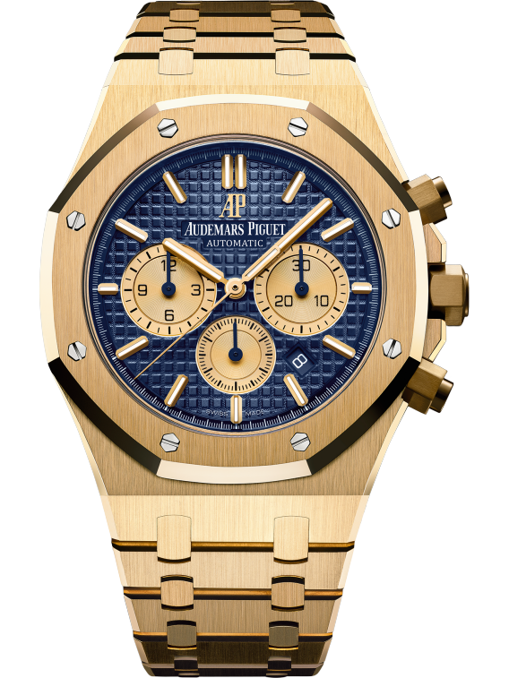 Royal Oak Selfwinding Chronograph 41MM 18-Carat Yellow Gold Bracelet Blue Dial With Grande Tapisserie Pattern 18-Carat Yellow Gold Case