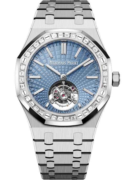 Royal Oak Selfwinding Flying Tourbillon 41MM 950 Platinum Bracelet Light Blue Dial With Evolutive Tapisserie Pattern 950 Platinum Case and Bezel