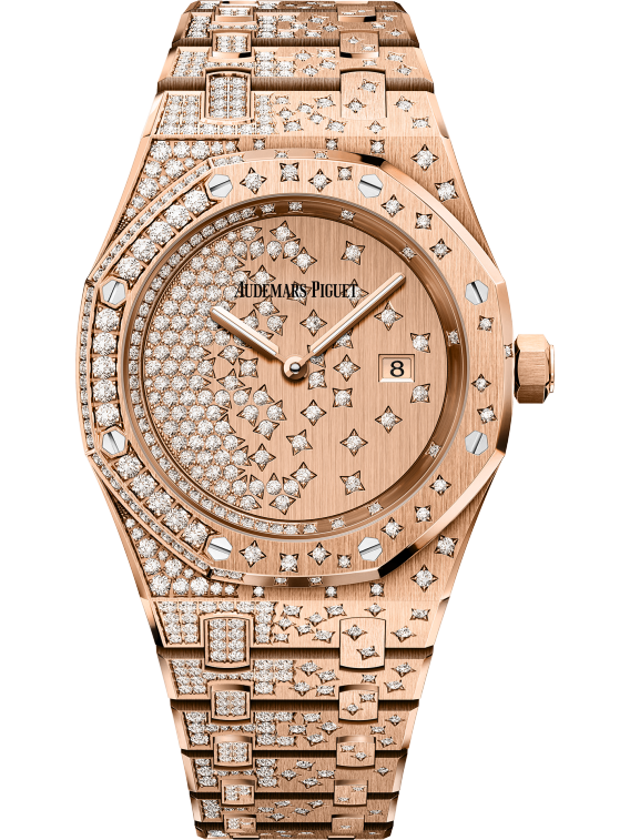 Royal Oak Quartz 33MM Diamond-Set 18-Carat Pink Gold Bracelet Diamond-Set 18-Carat Pink Gold Dial Diamond-Set 18-Carat Pink Gold Case