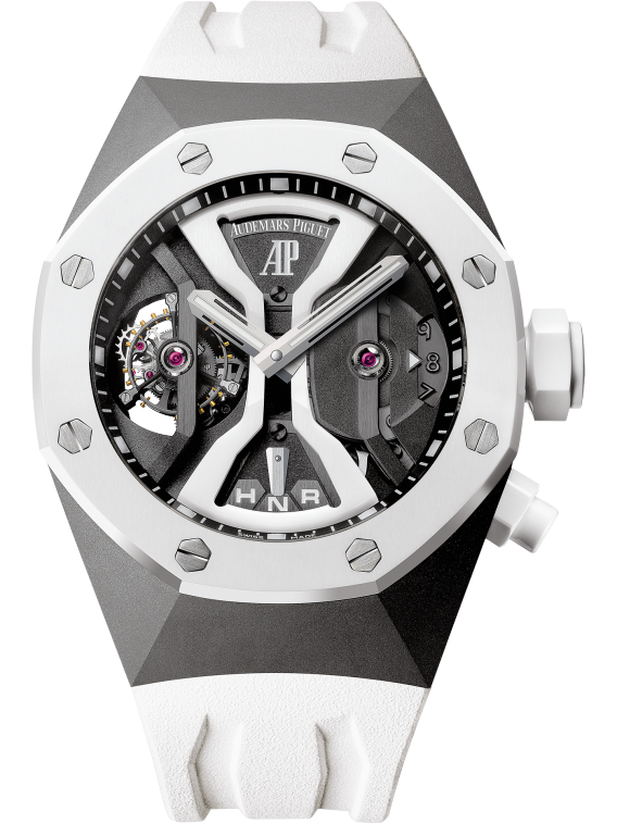 ﻿Royal Oak Concept 44mm GMT Tourbillon White rubber strap Titanium case